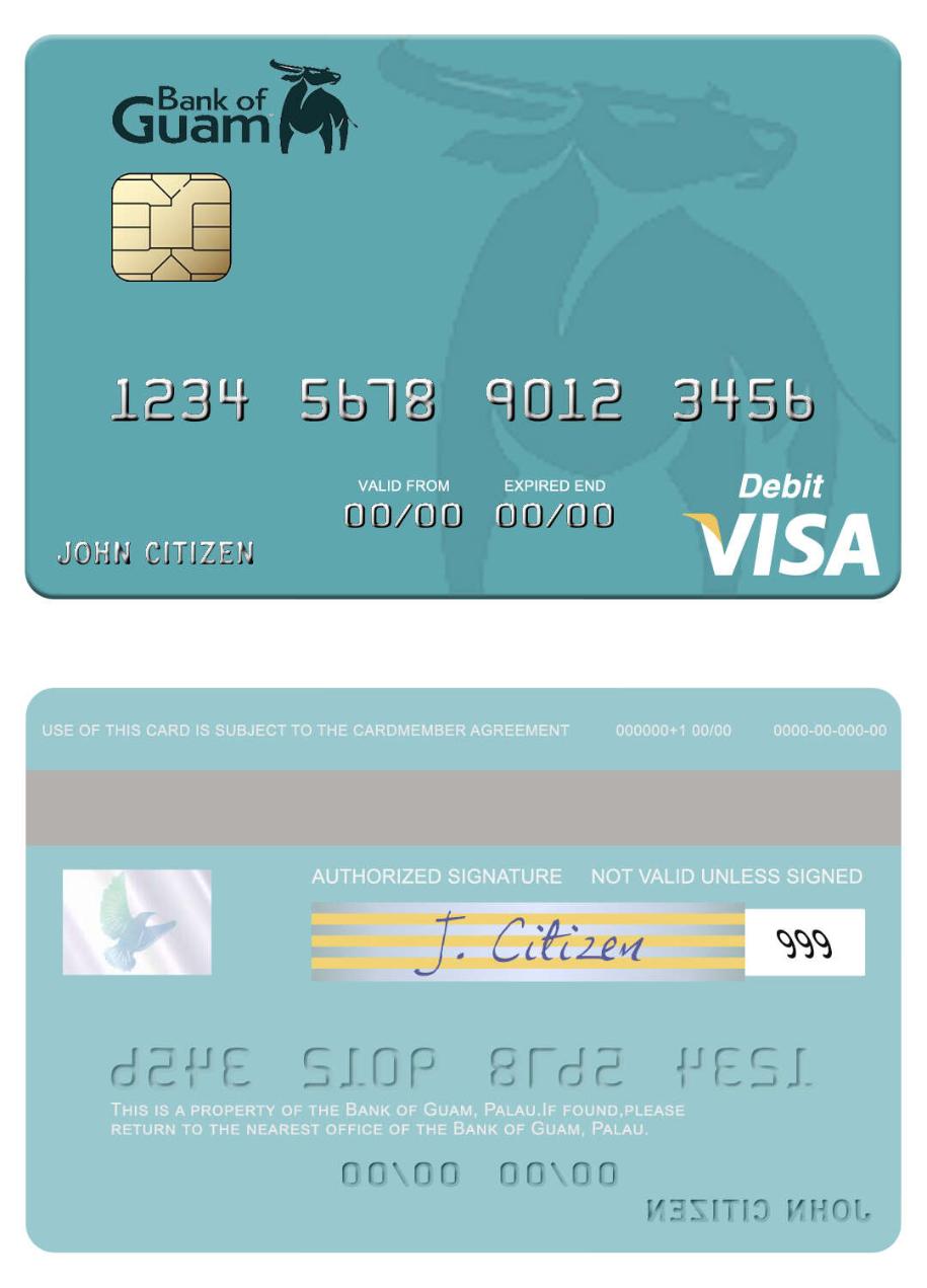 Palau Bank of Guam visa debit card